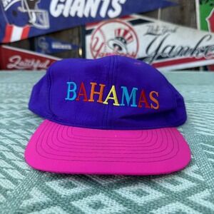 VTG‎ 90s Bahamas Neon Tourist Snapback Hat Tropical Neon